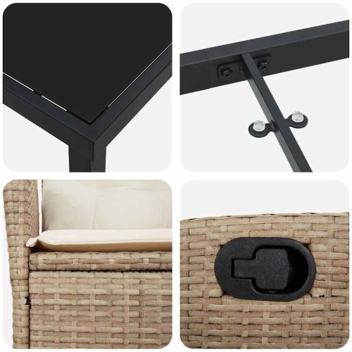 Комплект за хранене в градината 5 pcs Бежово полиратан