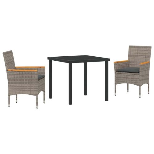 Комплект за хранене в градината 3 pcs Сив полиратан