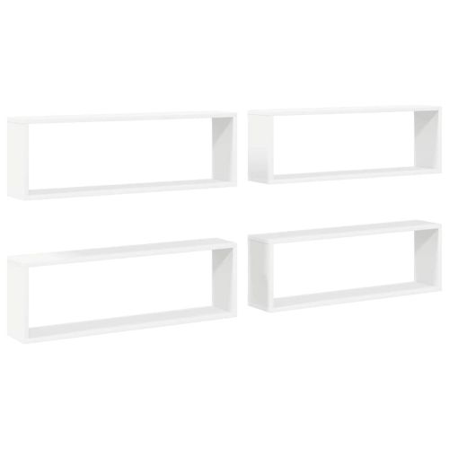 Стенни кубични рафтове 4 бр, бели, 80x15x26,5см инженерно дърво