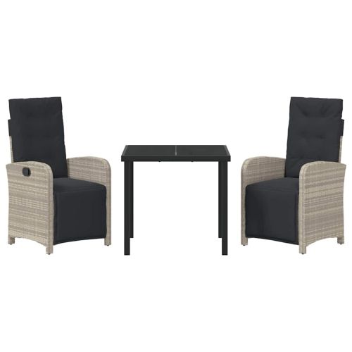 Комплект за хранене в градината 3 pcs Светлосиво полиратан