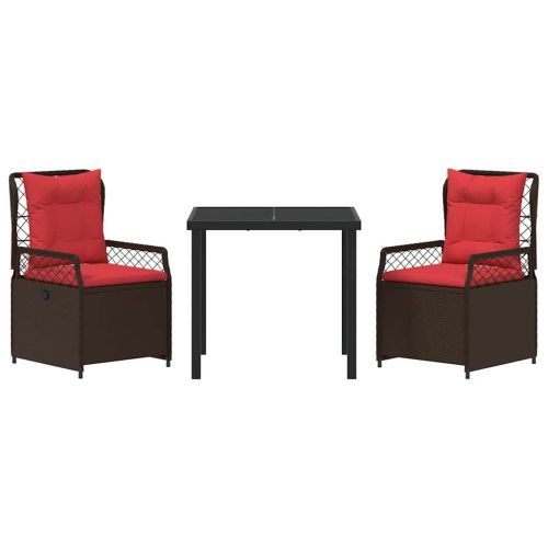 Комплект за хранене в градината 3 pcs Кафяво полиратан