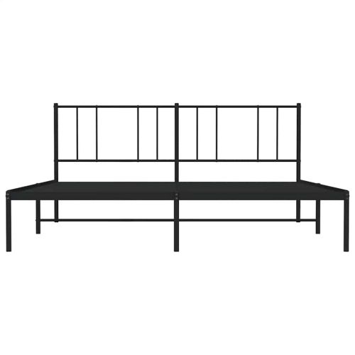 Метална рамка за легло с горна табла, черна, 183x213 см