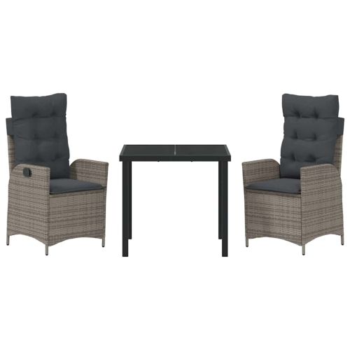 Комплект за хранене в градината 3 pcs Сив полиратан