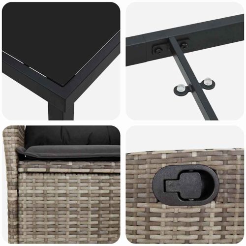 Комплект за хранене в градината 3 pcs Сив полиратан