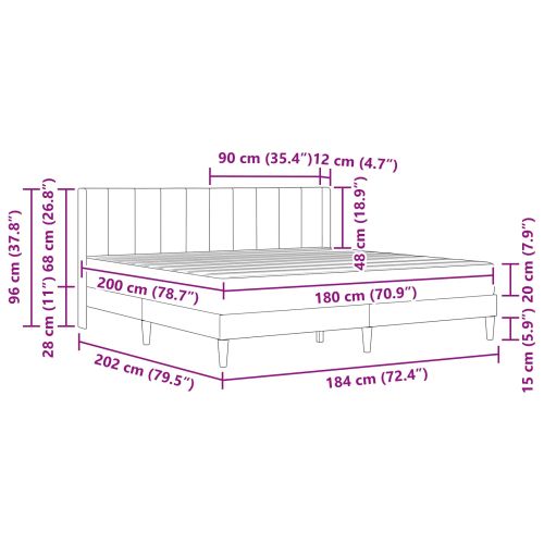 Рамка за легло с матрак с таблото Синьо 180 x 200 cm Кадифе