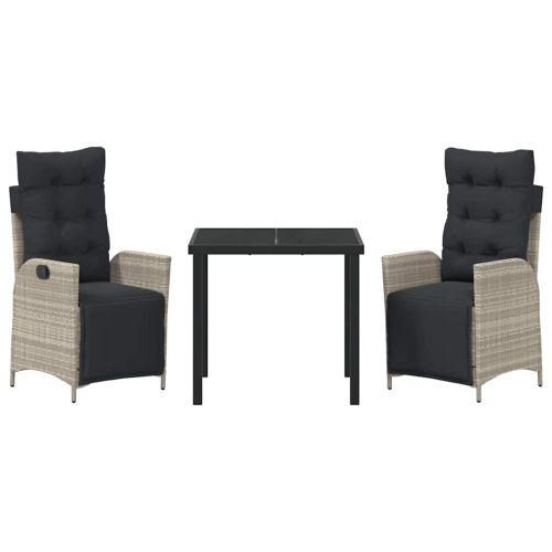 Комплект за хранене в градината 3 pcs Светлосиво полиратан