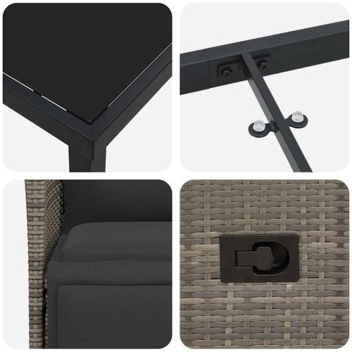 Комплект за хранене в градината 3 pcs Сив полиратан