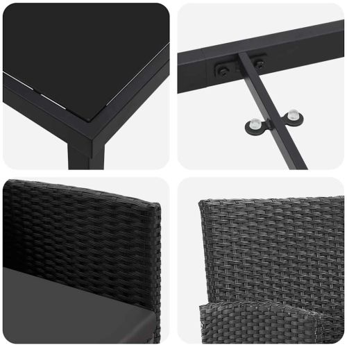 Комплект за хранене в градината 5 pcs Черно полиратан