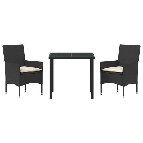 Комплект за хранене в градината 3 pcs Черно полиратан