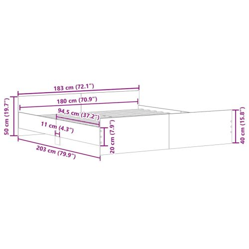 Рамка за легло без матрак старо дърво 180x200см инженерно дърво