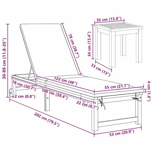 Шезлонг 2 pcs Кафяво Солидно акациево дърво