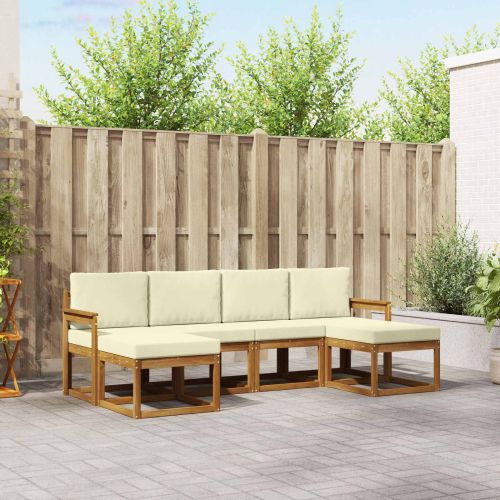 Комплект дивани за открито 6 pcs Натурален и Крема