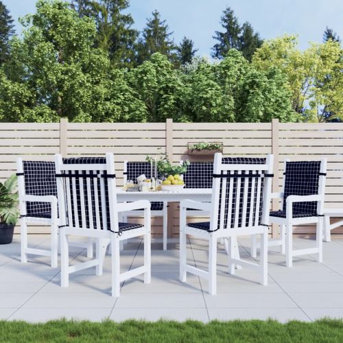 Възглавници за стол с ниска облегалка 6 бр черно каре текстил