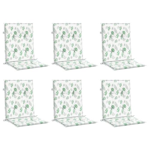 Възглавници за стол с ниска облегалка, 6 бр, на листа, текстил