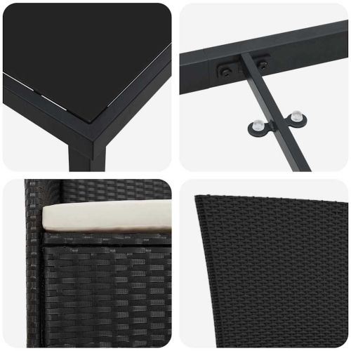 Комплект за хранене в градината с възглавница 5 pcs Черно