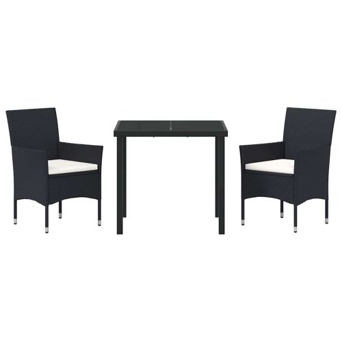 Комплект за хранене в градината 3 pcs Черно полиратан