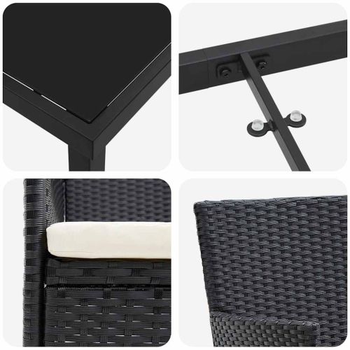 Комплект за хранене в градината 5 pcs Черно полиратан