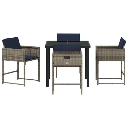 Комплект за хранене в градината 5 pcs Сив полиратан