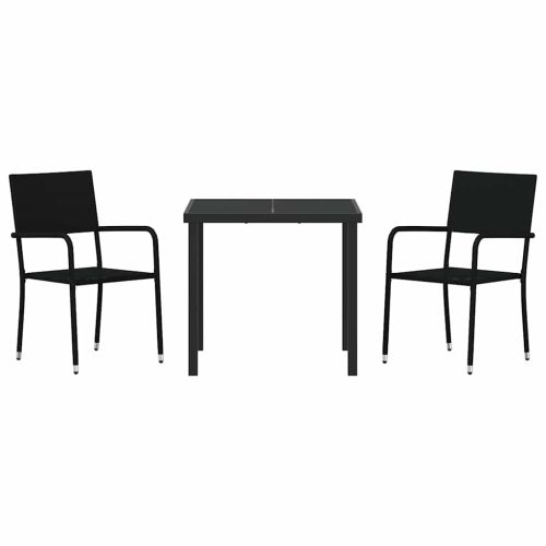 Комплект за хранене в градината 3 pcs Черно полиратан