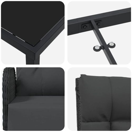 Комплект за хранене в градината 5 pcs Черно полиратан