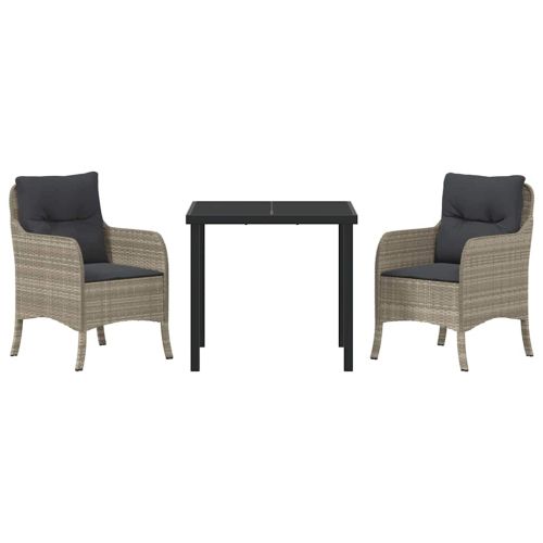 Комплект за хранене в градината 3 pcs Светлосиво полиратан