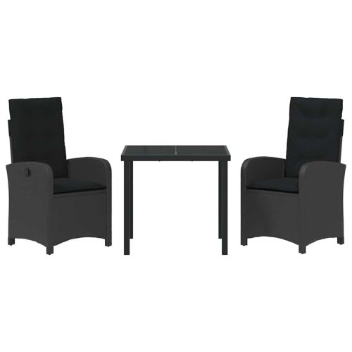 Комплект за хранене в градината 3 pcs Черно полиратан