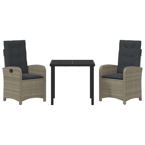 Комплект за хранене в градината 3 pcs Сив полиратан