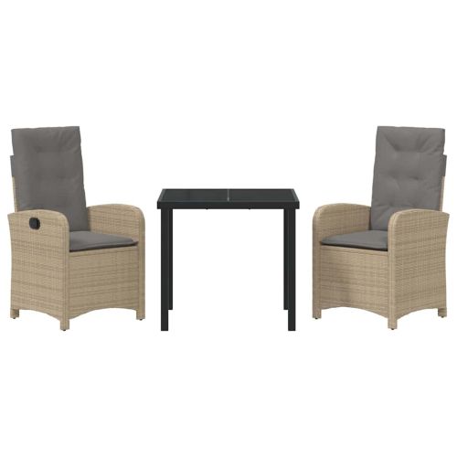 Комплект за хранене в градината 3 pcs Бежово полиратан