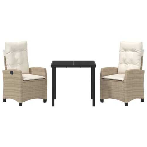 Комплект за хранене в градината 3 pcs Бежово полиратан