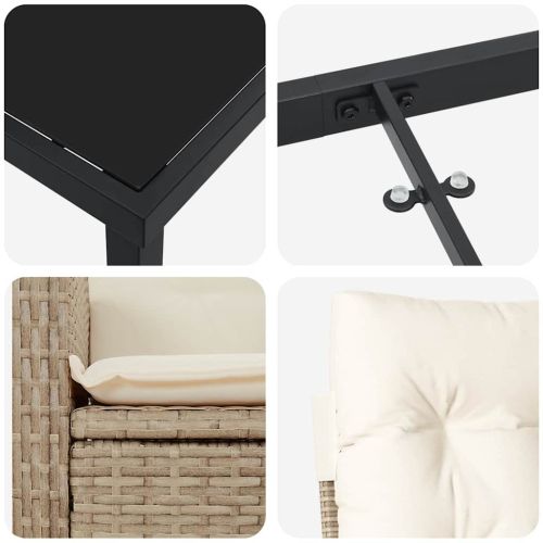 Комплект за хранене в градината 3 pcs Бежово полиратан