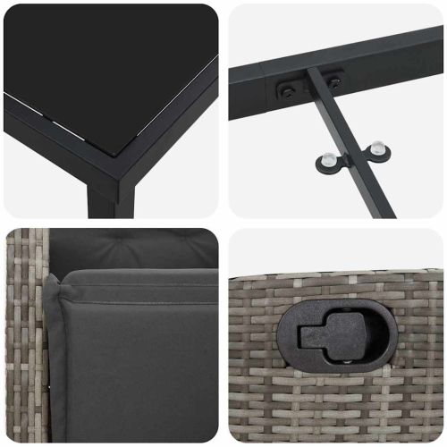 Комплект за хранене в градината 3 pcs Сив полиратан