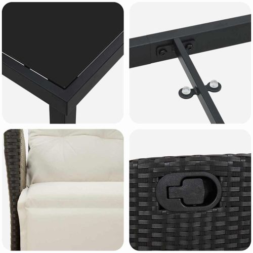 Комплект за хранене в градината 3 pcs Черно полиратан