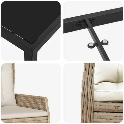 Комплект за хранене в градината 3 pcs Бежов и Светло Сив