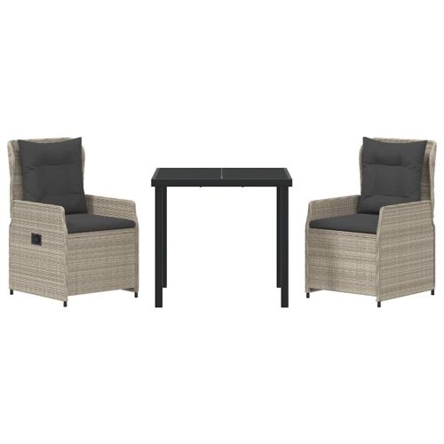 Комплект за хранене в градината 3 pcs Светлосиво полиратан