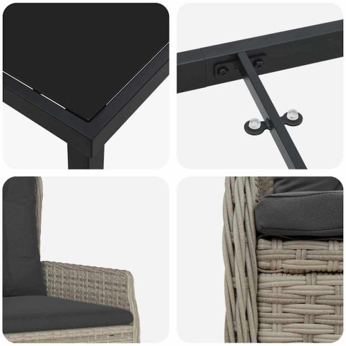 Комплект за хранене в градината 3 pcs Светлосиво полиратан