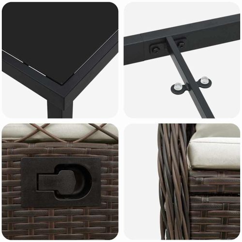 Комплект за хранене в градината 3 pcs Кафяво полиратан