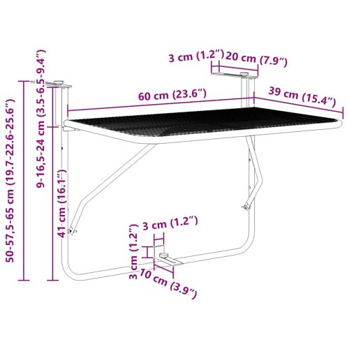 Балконска масичка, жълта, 60x40 см, стомана