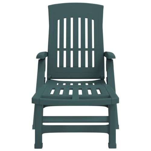 Сгъваем шезлонг с колела, зелен, PP