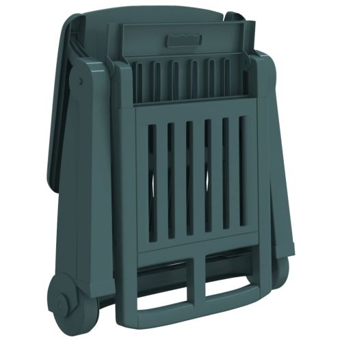 Сгъваем шезлонг с колела, зелен, PP