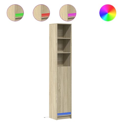 Сайдборд с LED, дъб сонома, 36x32,5x200 см, инженерно дърво