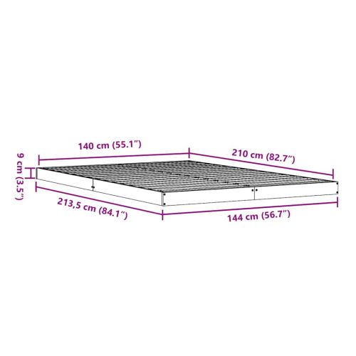 Леглово дъно Бяло 213.5 x 104 x 9 см Солидно борово дърво