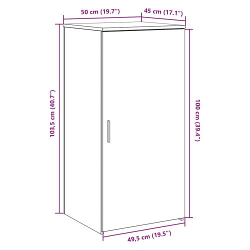Шкаф за съхранение бетонно сив 50x45x103,5 см инженерно дърво