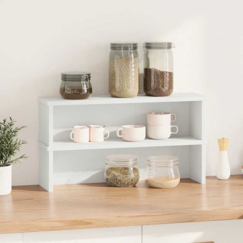 Кухненски стелажи, стифиращи се 2 бр. Бели 50x15x16 см