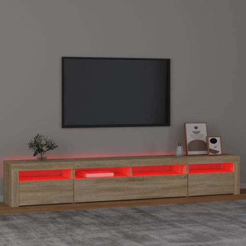 ТВ шкаф с LED осветление, дъб сонома, 240x35x40 см