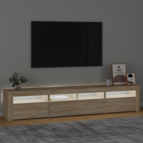 ТВ шкаф с LED осветление, дъб сонома, 240x35x40 см