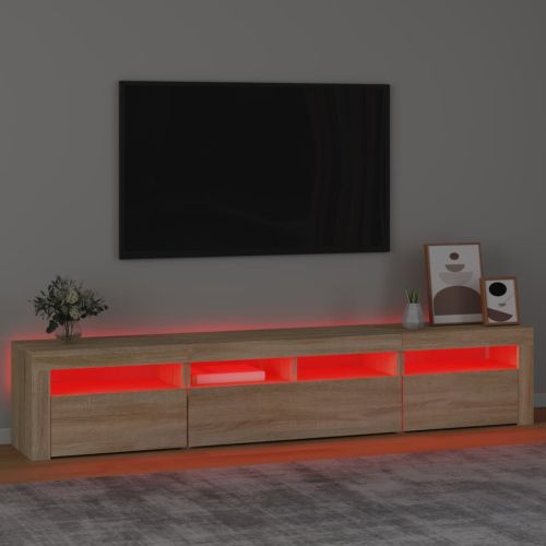 ТВ шкаф с LED осветление, дъб сонома, 240x35x40 см