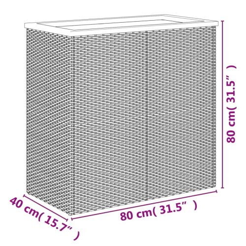 Кашпа, черна, 80x40x80 см, полиратан