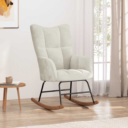 Люлеещ стол, кремаво-бял, кадифе