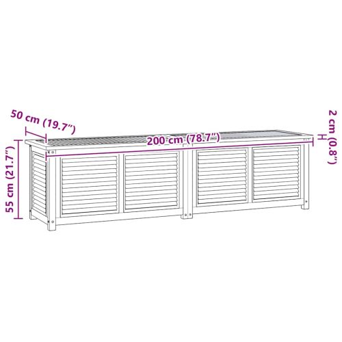 Градинска кутия за съхранение с чанта, 200x50x55 см, тик масив