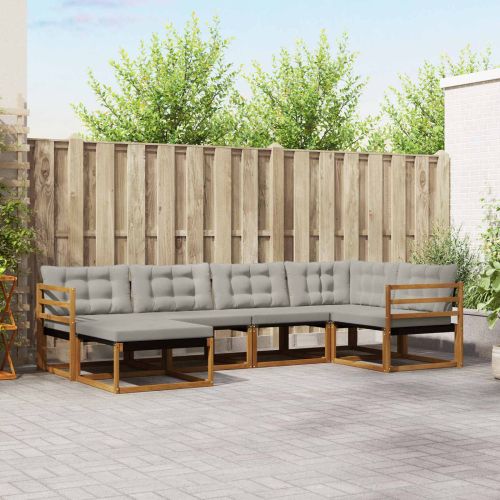 Комплект дивани за открито 6 pcs Естествено и светло сиво